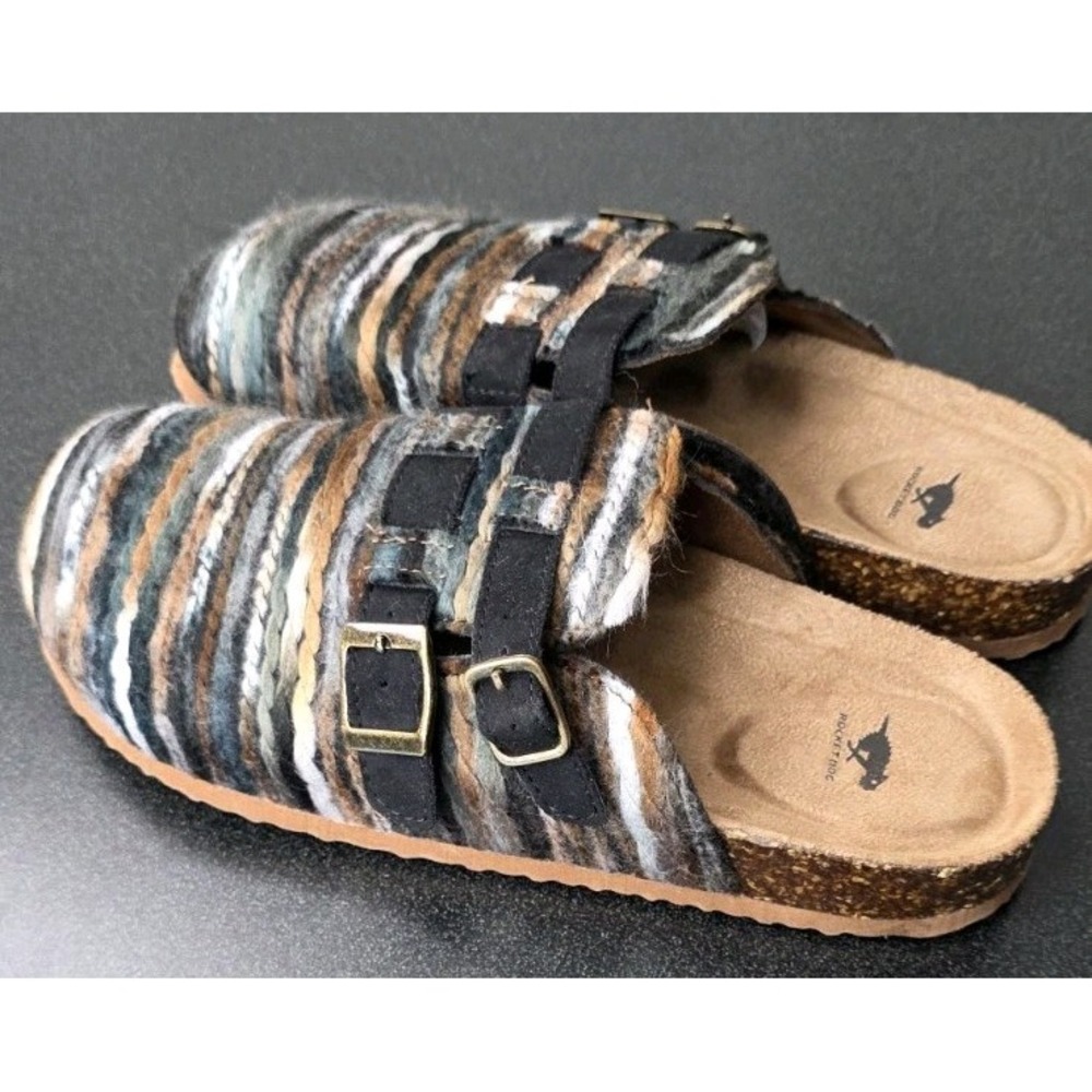 New Rocket Dog Women 4 Abel Plus Slip-On Clogs Boho Buckle Multicolor